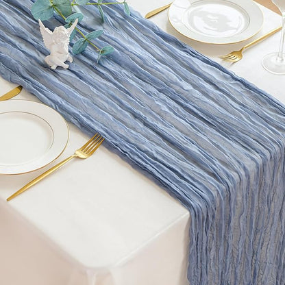 Dusty Blue Cheesecloth Table Runner - 10 ft