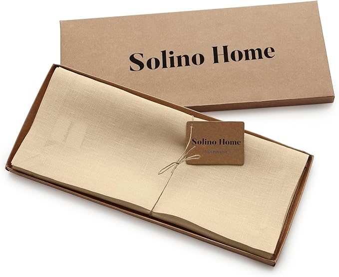100% Pure Linen Beige Table Runner - 14 x 60 Inch
