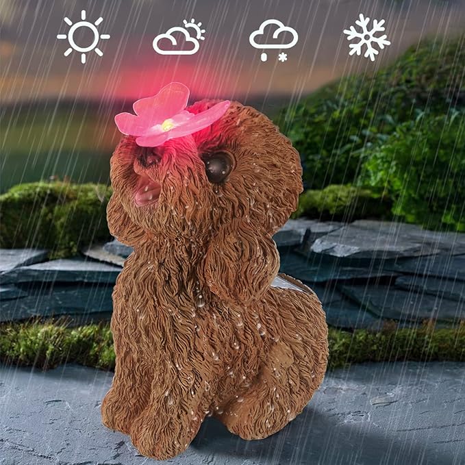 Solar Garden Statue- Puppy with Butterfly 