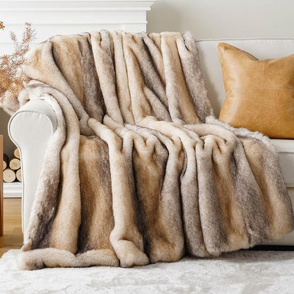 Cozy Faux Mink Fur Throw Blanket - 50 x 60