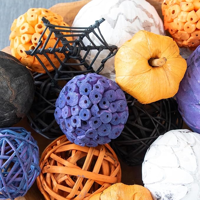 Decorative Halloween Vase Filler - Black/Purple/Orange