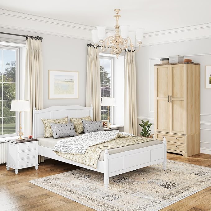 Wooden Armoire Wardrobe Closet - 71 inch, Natural Finish