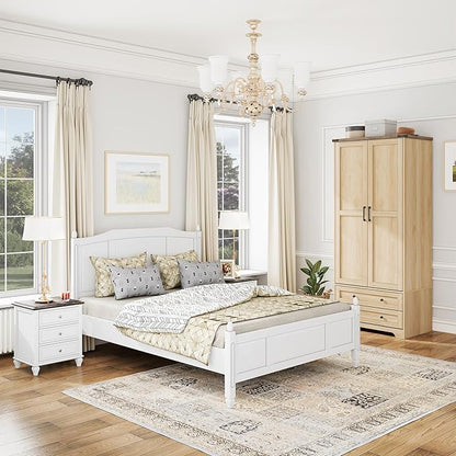 Wooden Armoire Wardrobe Closet - 71 inch, Natural Finish