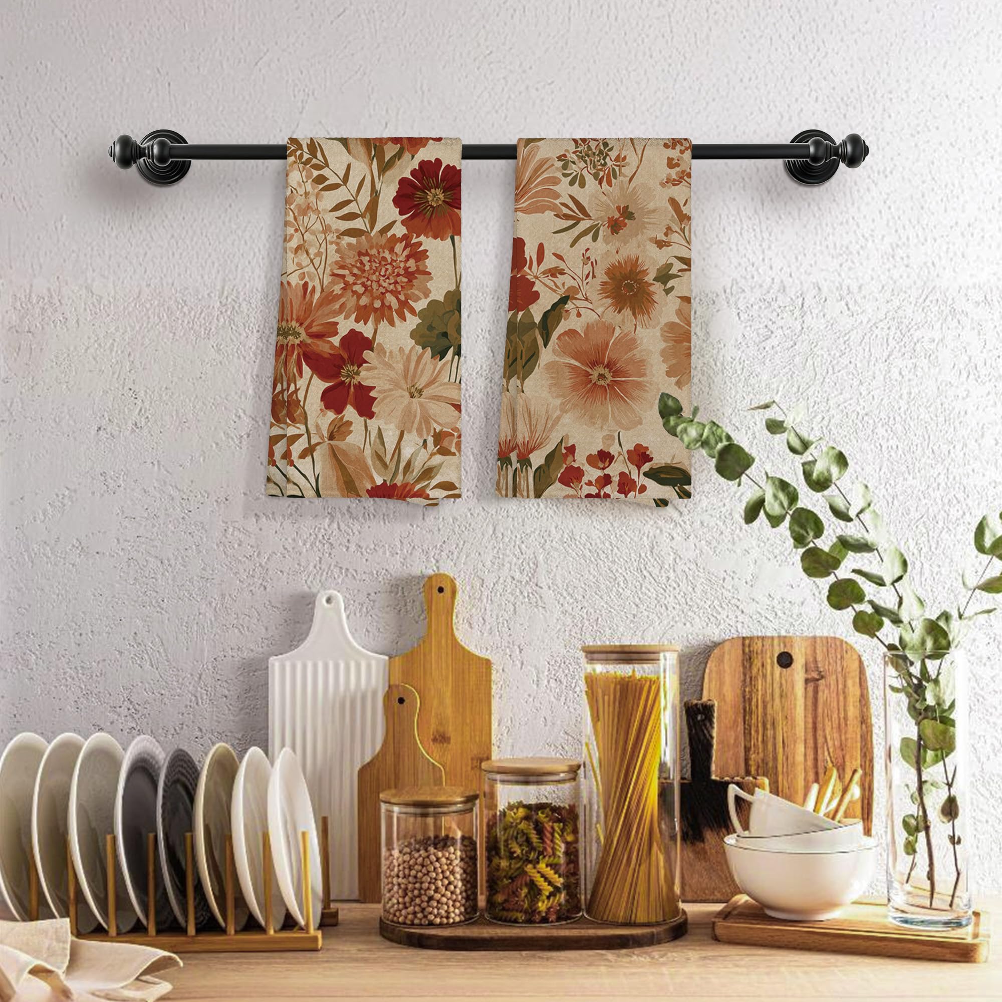 Vintage Fall Oak Leaf Kitchen Towels - Set of 2