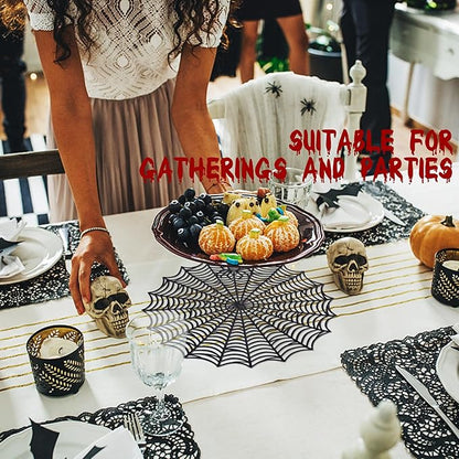 Set of 6 Halloween Spider Web Placemats - 15"