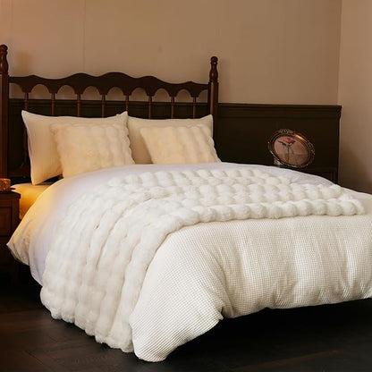 Thick Fluffy Soft Bubble Blanket - White, 50 x 60