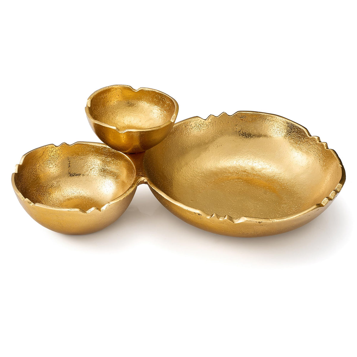 3 Cluster Decorative Bowls - Bright Gold Brass