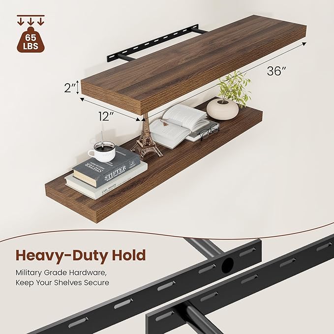 36" Floating Shelves in Walnut