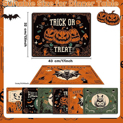 Set of 6 Washable Vinyl Gothic Halloween Placemats