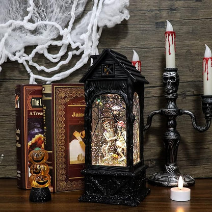 LED Halloween Snow Globe Lantern with 6-Hour Timer - Skeleton