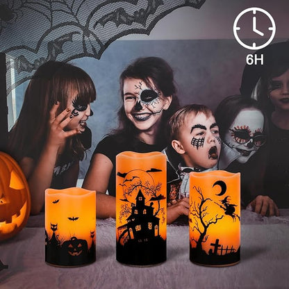 Rechargable Flickering Flameless Candles with Charging Base - Set of 3