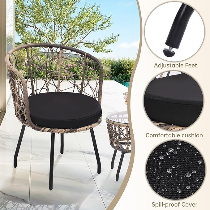 Kromax 3 Piece Bistro Set in Black