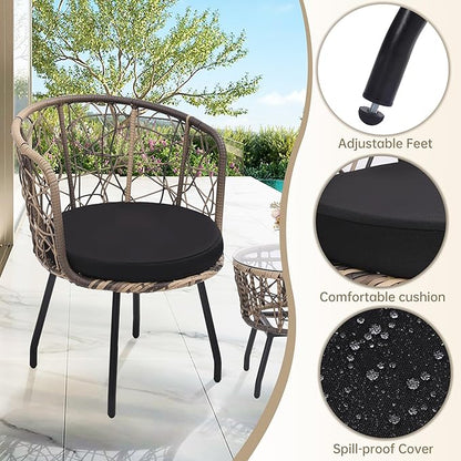 Kromax 3 Piece Bistro Set in Black