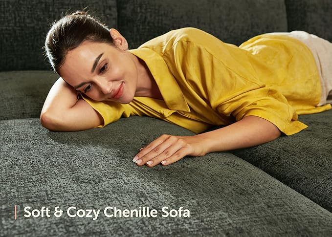 HONBAY Modular Sectional Sofa with Storage Seats - Green Chenille