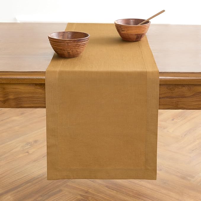 100% Pure Linen Table Runner - 14 x 60 Inch,  Honey