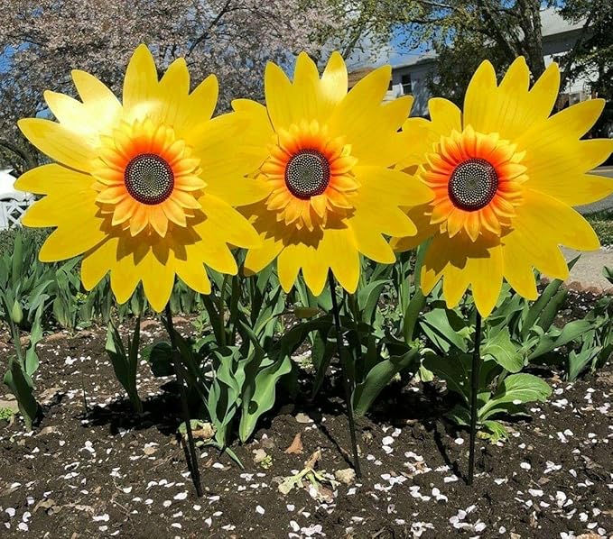 Yellow Sunflower Wind Spinners - Set of 3