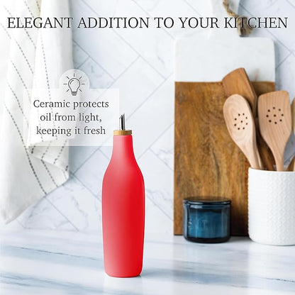 Stoneware Oil/Vinegar Bottle - 16 Oz Red