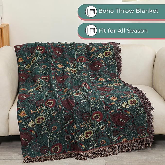 100% Cotton Soft Breathable Reversible Blanket - 80" x 90"