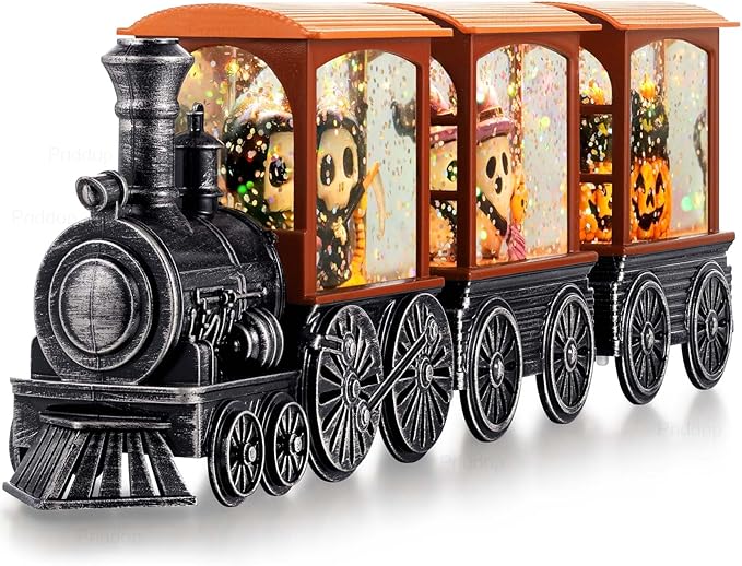 Halloween Snow Globe Train - Battery Powered LED Indoor Decoration with Timer
