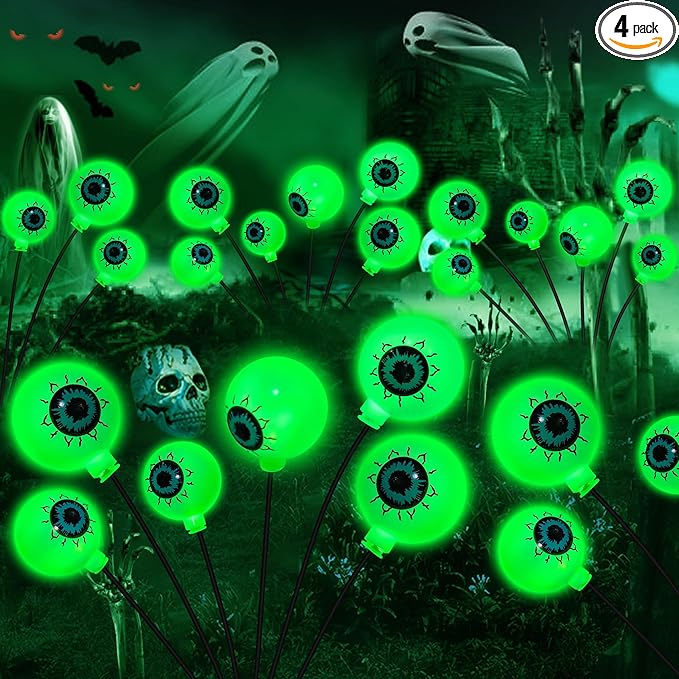 Set of 4 24-light LED Spooky Eyeball Lights - Outdoor/Waterproof