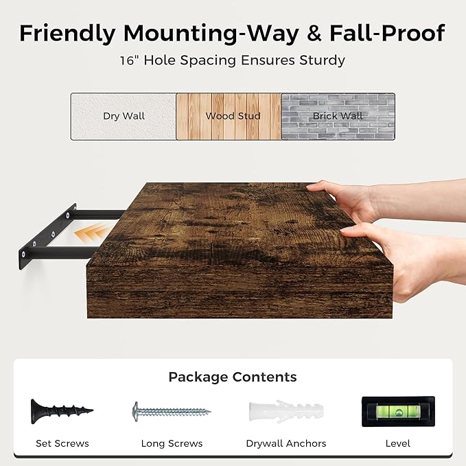 Set of 2 Rustic Floating Shelves - 30"