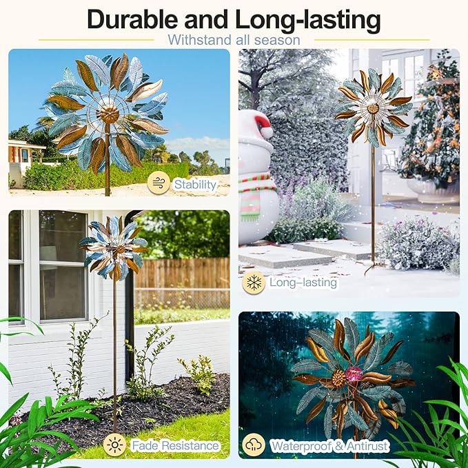87 Inch Extra Large Wind Spinner - Feather Design