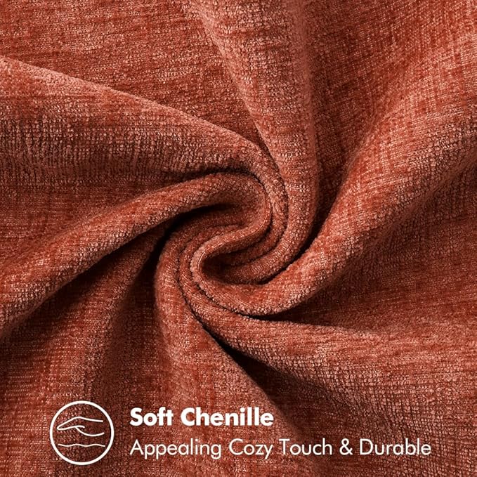 2 Pc Stitched Edge Soft Chenille Pillow Covers - 20 x 20 inch, Burnt Orange