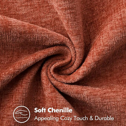 2 Pc Stitched Edge Soft Chenille Pillow Covers - 20 x 20 inch, Burnt Orange