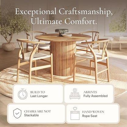 POLY &amp; BARK Weave Mid Century Modern Dining Chairs - Set of 2, Natural