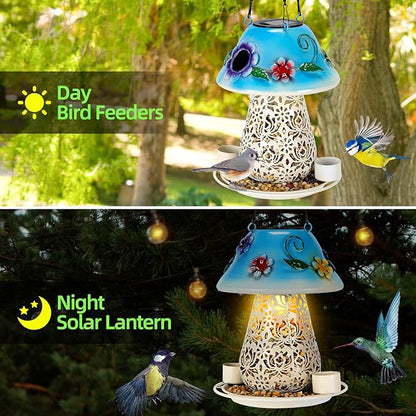 Mushroom Solar Bird Feeder - Blue