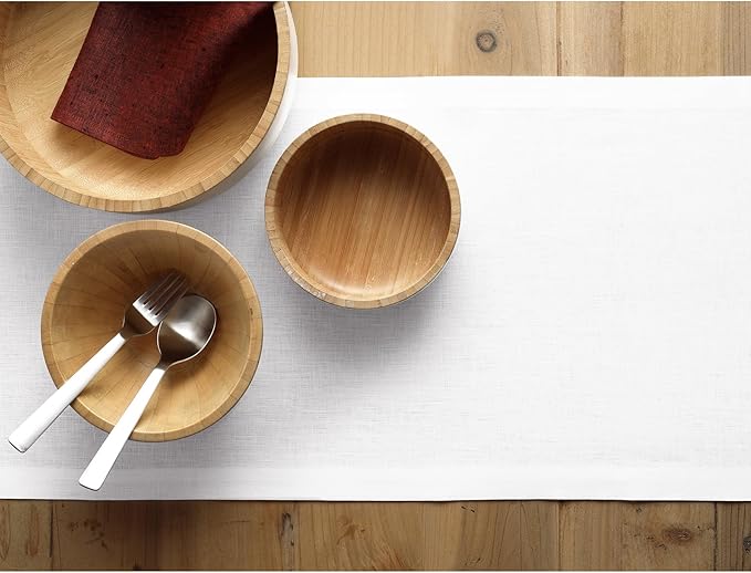 100% Pure Linen 14 x 72 Inch Table Runner - White