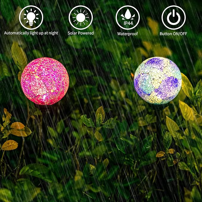 VCUTEKA Solar LED Mosaic Lights - 2 Pack