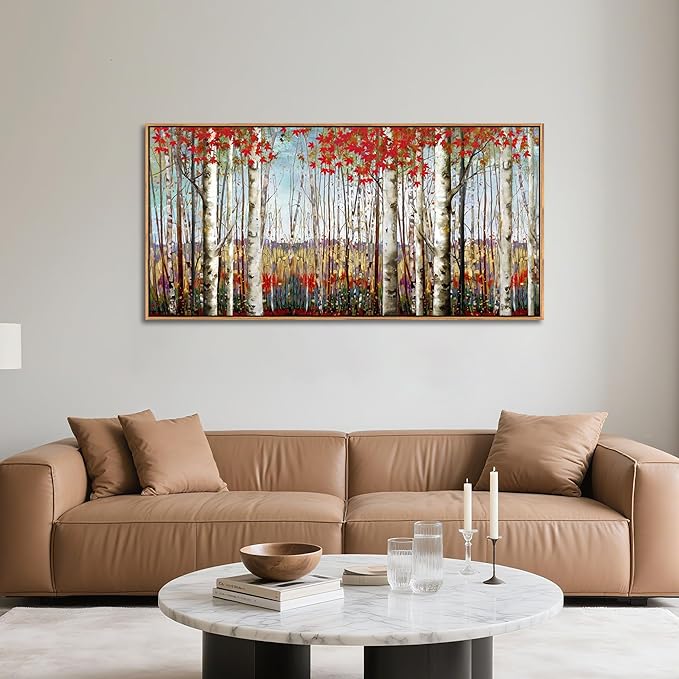 Large Framed Birch Tree Wall Art - 24 x 48