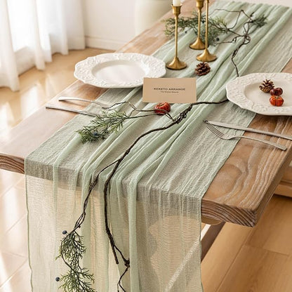 Sage Green Cheesecloth Table Runner - 120"