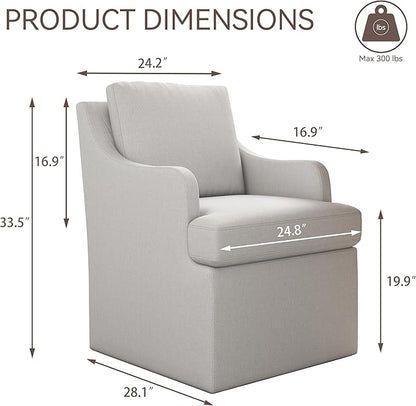 Light Gray Linen Upholstered Dining Chairs - Set of 2
