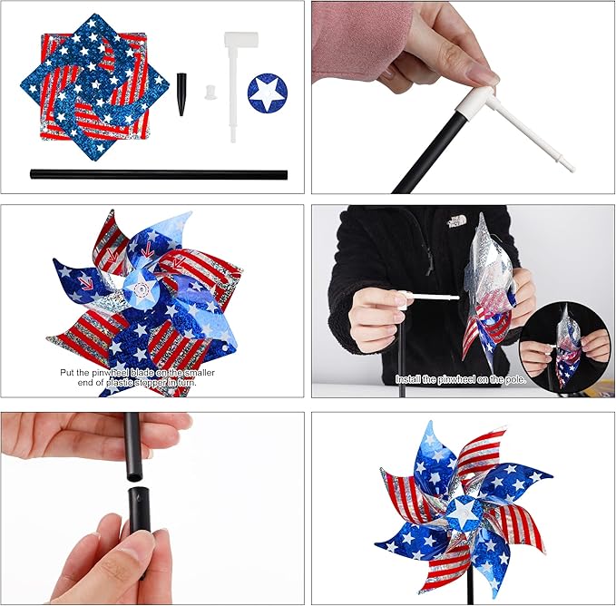10 Pack Patriotic Pinwheel Decorations