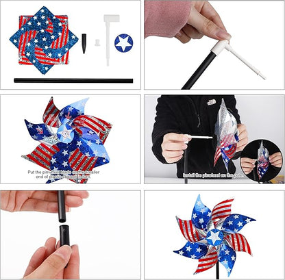10 Pack Patriotic Pinwheel Decorations