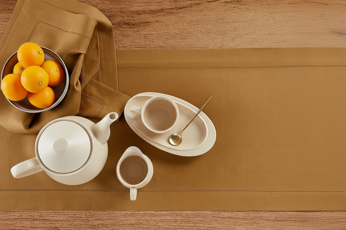 100% Pure Linen 14 x 90 Inch Table Runner - Brown Sugar