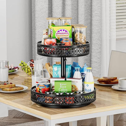 Lazy Susan 2 Tier Turntable - 12 inch, Black