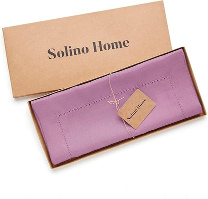 Classic Hemstitch 100% Pure Linen Table Runner 14 x 120 Inch - Violet