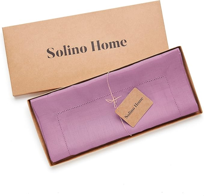 100% Pure Linen Hemstitch 14 x 90 Inch Table Runner - Violet