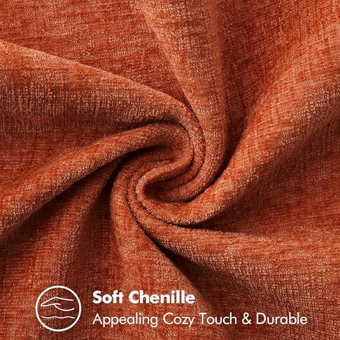 2 Pc Stitched Edge Soft Chenille Pillow Covers - 12 x 20 inch, Burnt Orange