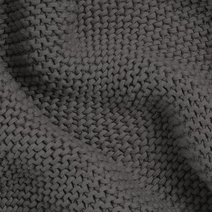 Large Organic Cotton Knit Throw Blanket - Charcoal