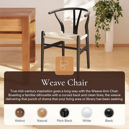 POLY &amp; BARK Weave Mid Century Modern Dining Chairs in Black - Set of 2