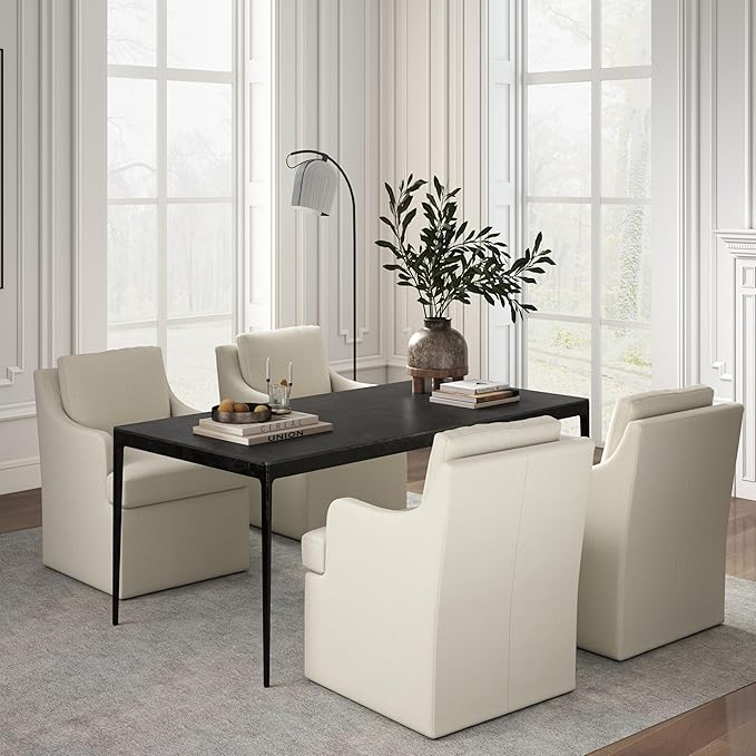 Modern Upholstered Dining Chairs in Beige - Set of 4