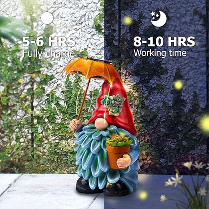 Garden Gnome with Solar LED Umbrella