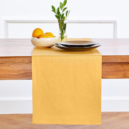 100% Pure Linen 14 x 72 Inch Table Runner - Buttercup
