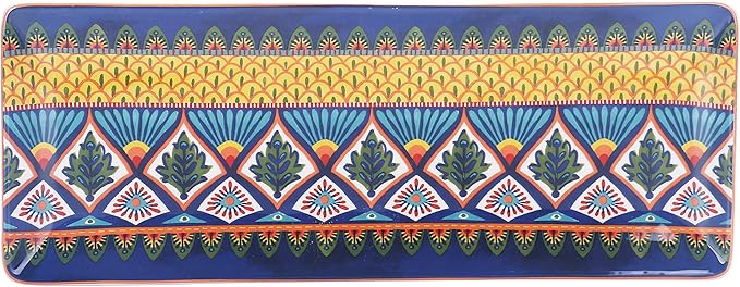 Set of 2 Bico Havana Ceramic 14 inch Rectangular Serving Platters - Microwave &amp; Dishwasher Safe