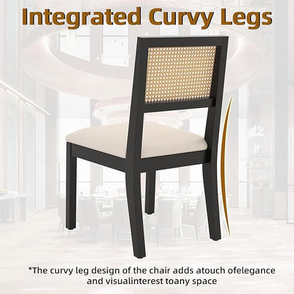 Rattan Dining Chairs w/ Upholstered Cushion - Set of 2