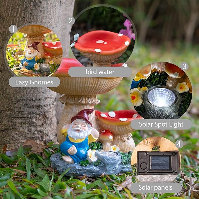 Solar LED Gardern Gnome Bird Feeder